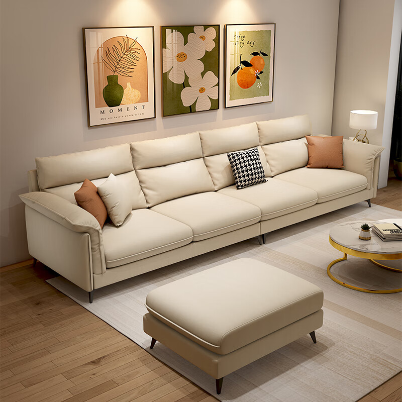 香格世家 奶油风猫抓布沙发客厅小户型意式极简科技布沙发现代简约布艺直排 2180元（需用券）