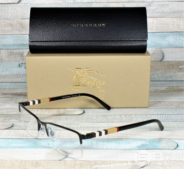 经典英伦格纹，Burberry 巴宝莉 BE1282 男士时尚半框金属眼镜架新低874.64元