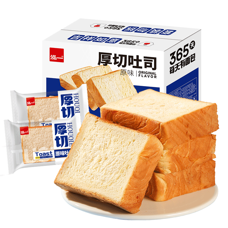 泓一 厚切吐司面包1000g 整箱装 15.73元