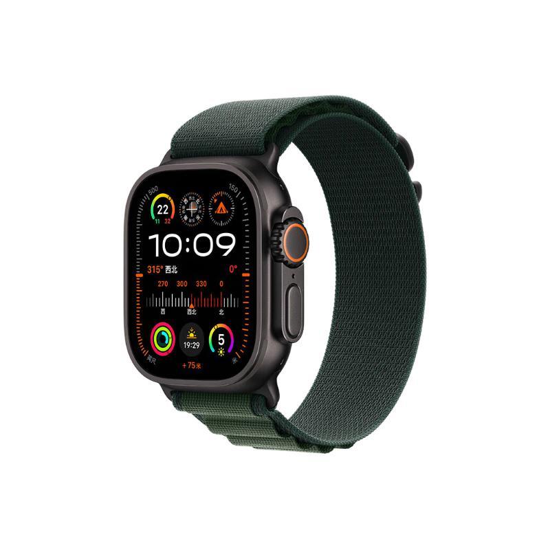 苹果 Apple Watch Ultra2 智能手表 GPS+蜂窝版 49mm 钛金属黑色表壳 暗绿色高山回