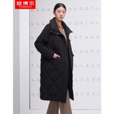 20点开始、PLUS会员：坦博尔 菱形格羽绒服 TD336836 黑色 170/92A 297.28元 包邮（