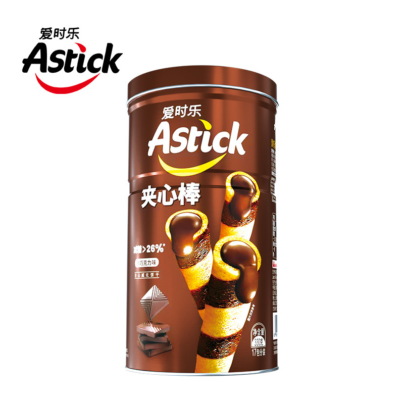 AStick 黑巧克力味威化夹心饼干330g浓郁黑巧软糯夹心欢聚时刻送礼 16.58元