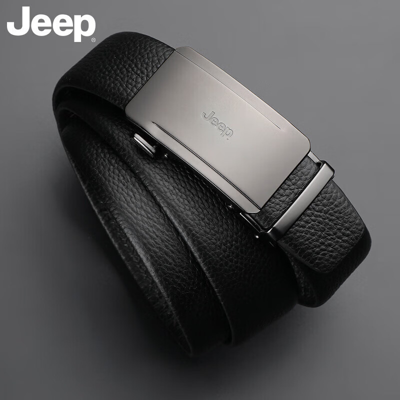 Jeep 吉普 皮带男真皮自动扣商务休闲腰带青年实用百搭裤带 生日礼物实用送