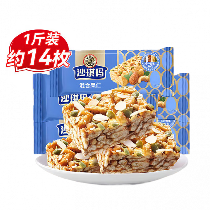 徐福记 金标风味坚果棒沙琪玛 1斤现货 11.4元