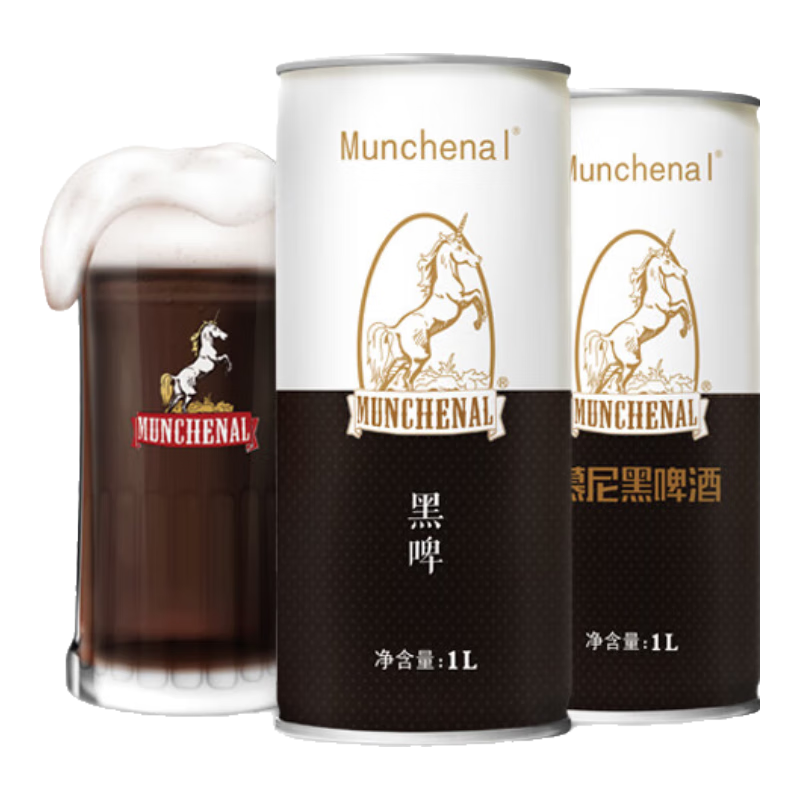 MUNCHENAL精酿黑啤1L 慕尼黑精酿啤酒 原浆啤酒 经典纯正 艾尔工艺 6.81元（需