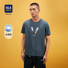 PLUS会员：HLA海澜之家短袖T恤男HNTBJ2Y185A 凉感抗菌-中蓝花纹J5 48.51元包邮（