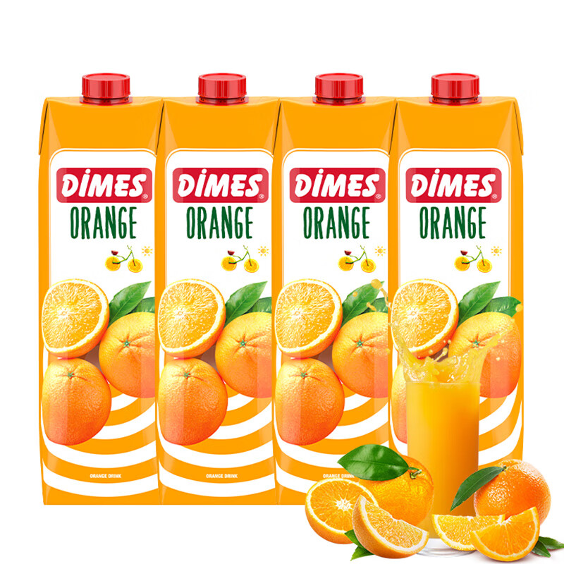 DIMES 迪美汁 土耳其进口果汁饮料 橙汁 大瓶餐饮宴席聚会装1L*4瓶 36.55元