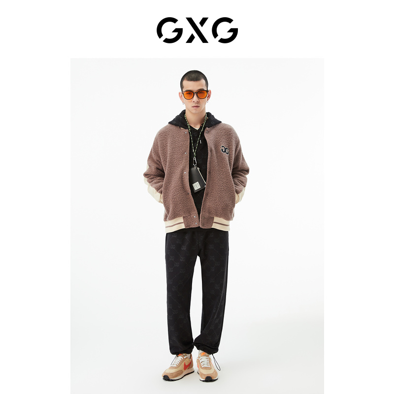 GXG 男装 商场同款黑色收口针织长裤 22年秋季新品复古纹样系列 79元