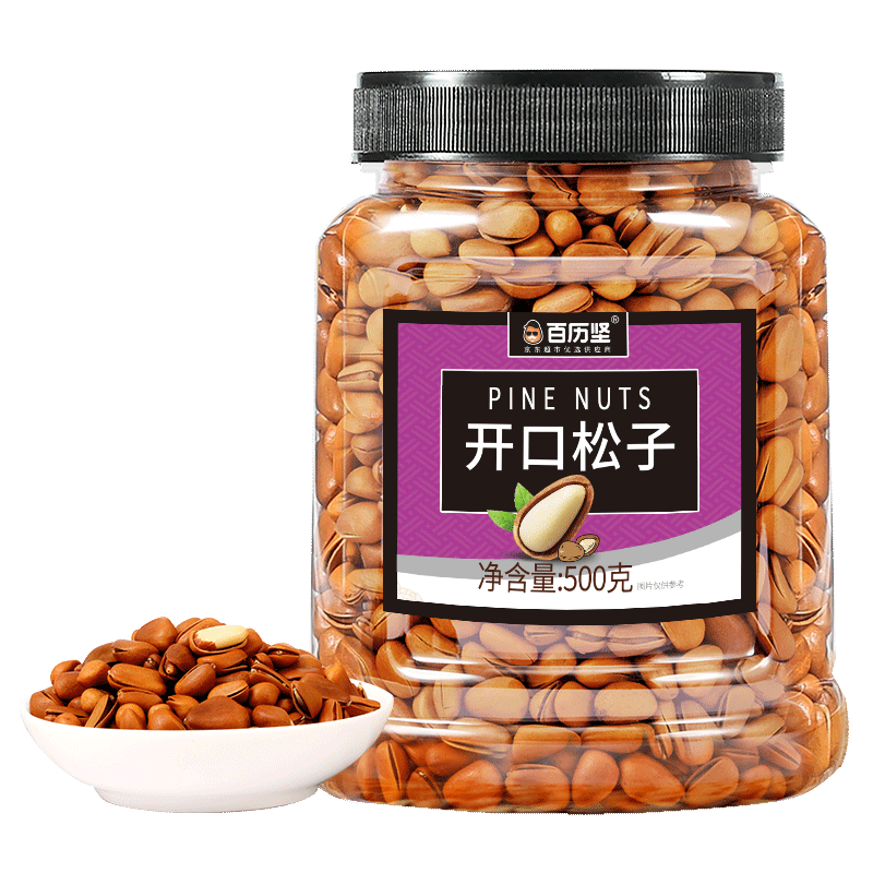 PLUS会员：百历坚 罐装开口松子500g 35.91元