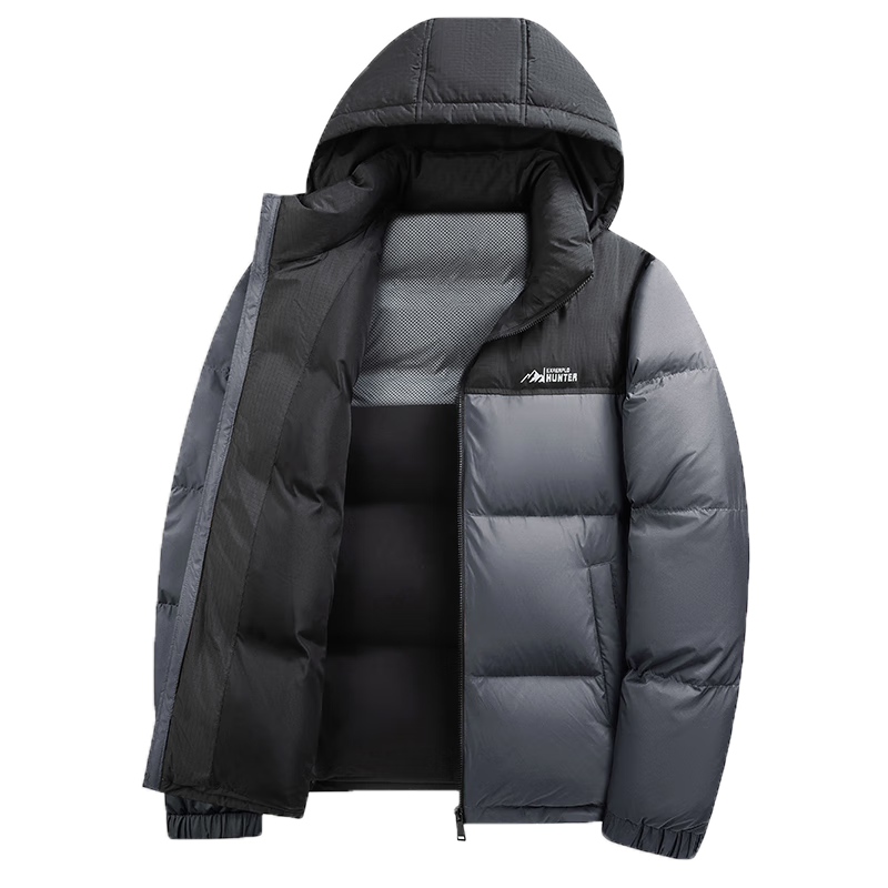 plus会员：鸭鸭 高充绒203g 羽绒服男短款加厚冬季新款 极寒保暖面包服 撞色