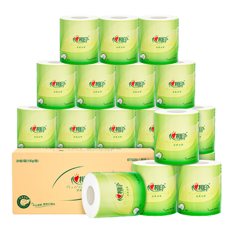 心相印 卷纸厕纸卷筒纸有芯卫生纸整箱 4层100克20卷实惠装卷纸 4层 100g/卷*20