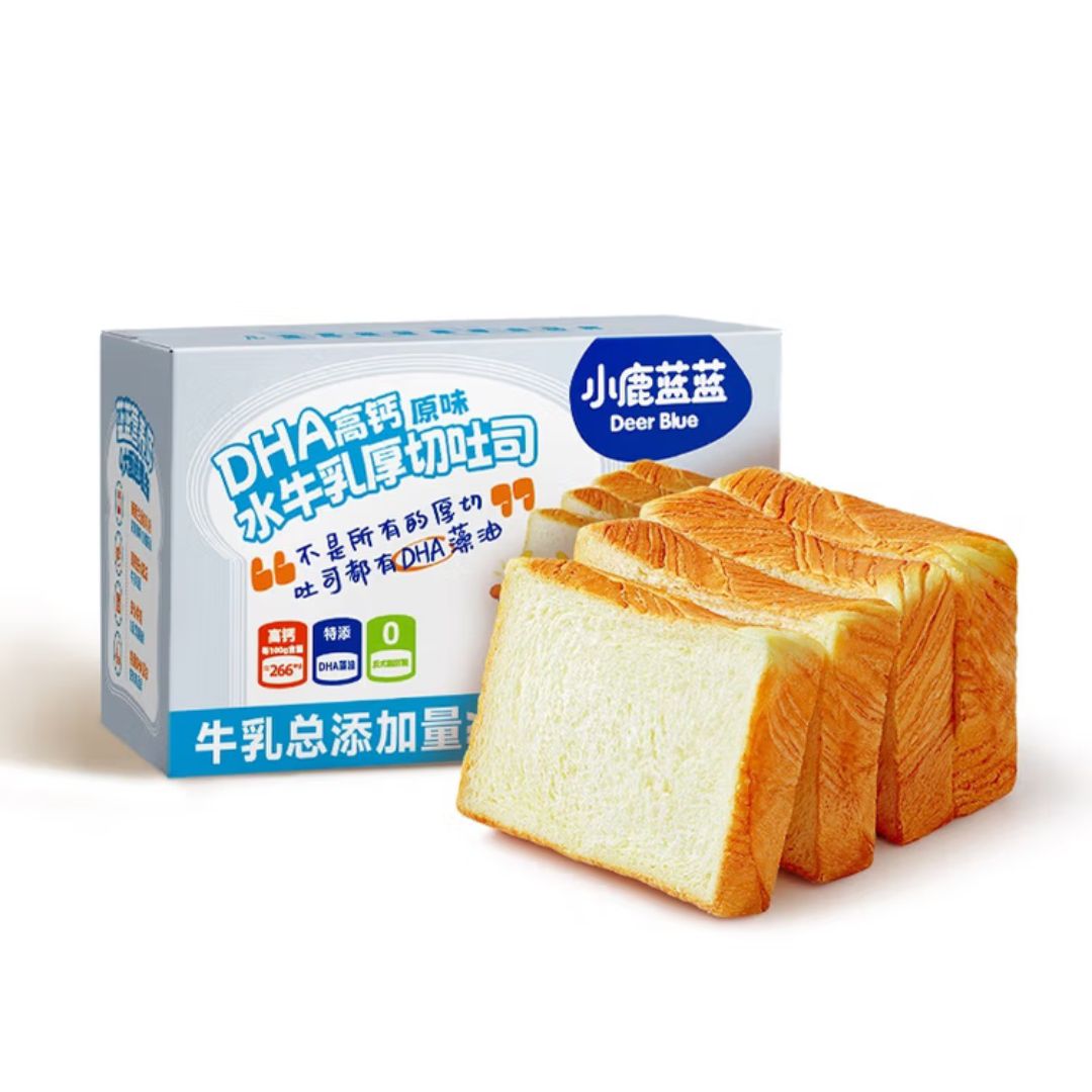 小鹿蓝蓝 DHA高钙水牛乳 厚切吐司 原味 5袋*1箱 6.9元(需买2件,需用券)