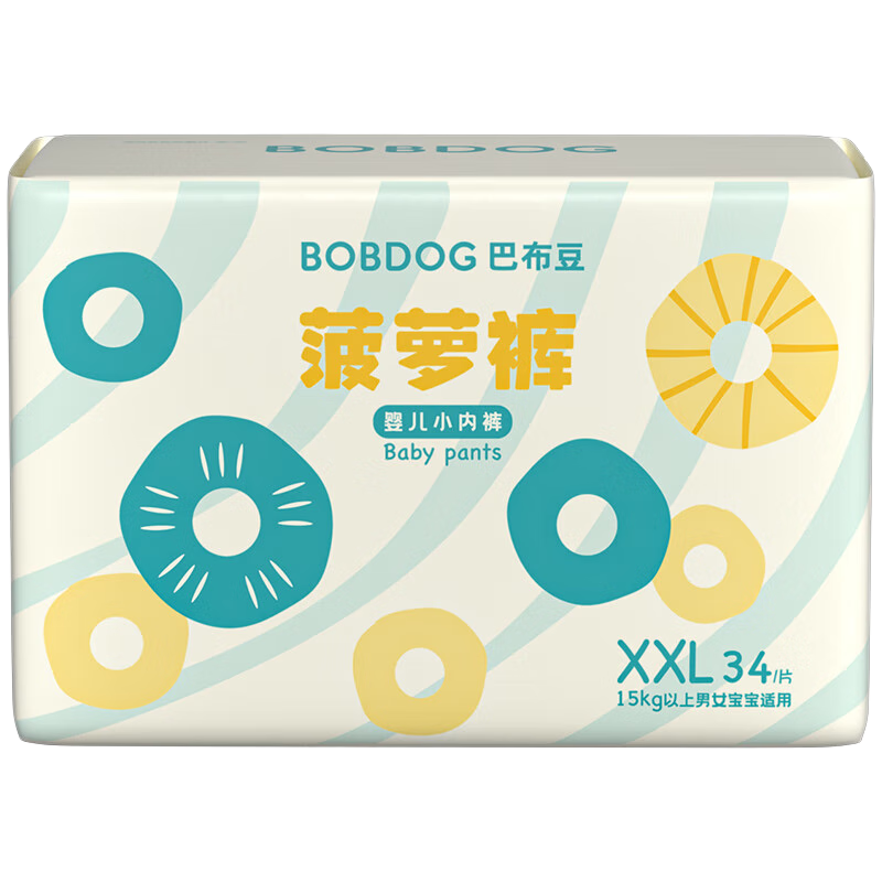 plus:巴布豆（BOBDOG）菠萝裤 老爸抽检 新菠萝拉拉裤XXL码34片(15kg以上)*4件 88