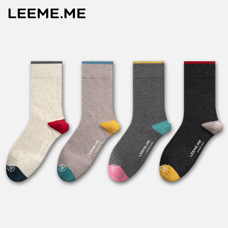移动端、京东百亿补贴：LEEME.ME 粒米 女士抗菌中筒袜 4双装 41.6元