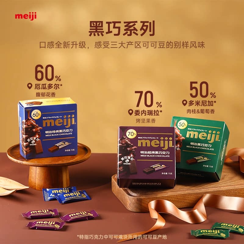 明治 经典排块牛奶巧克力75g盒黑巧纯可可脂独立小包分享装 16.2元 - 86线报