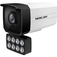MERCURY 水星网络 400万摄像头H.265+室外筒型枪机PoE红外夜视8灯外置全彩高清监