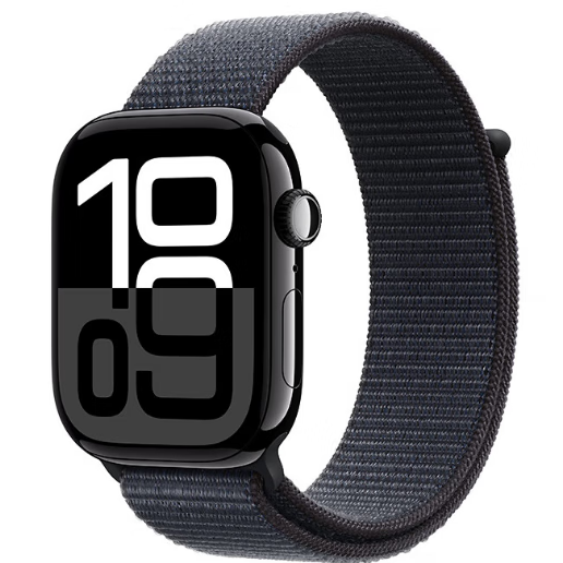 Apple 苹果 Watch Series 10 GPS款 智能手表 46mm 亮黑色铝金属表壳 浓墨色回环式运