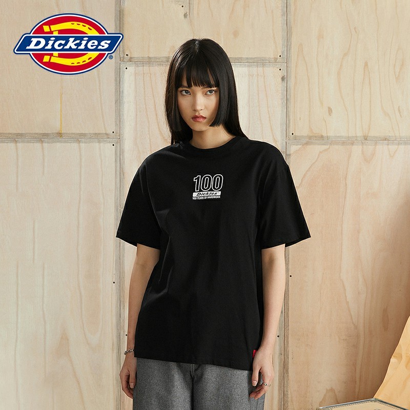 Dickies 帝客 短袖T恤 男纯棉休闲潮款百搭上衣短袖T恤010398 黑色 XL 46元