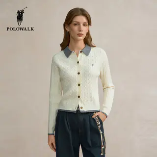 POLOWALK 女式长袖针织衫2026秋冬新品纯色简约衬衫领针织开衫上衣 130元 - 86线报 POLOWALK 女式长袖针织衫2026秋冬新品纯色简约衬衫领针织开衫上衣 130元 - 86线报