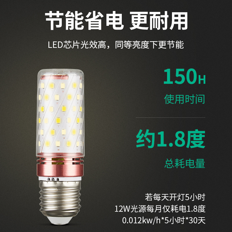 铜之光 led灯泡节能灯 5只装 12W白光 5.8元（需用券）