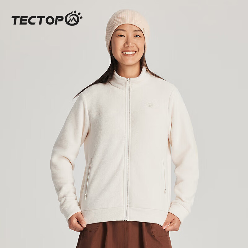 TECTOP 探拓 户外抓绒衣情侣摇粒绒保暖上衣 女款馥月白 2XL 104元（需买2件，