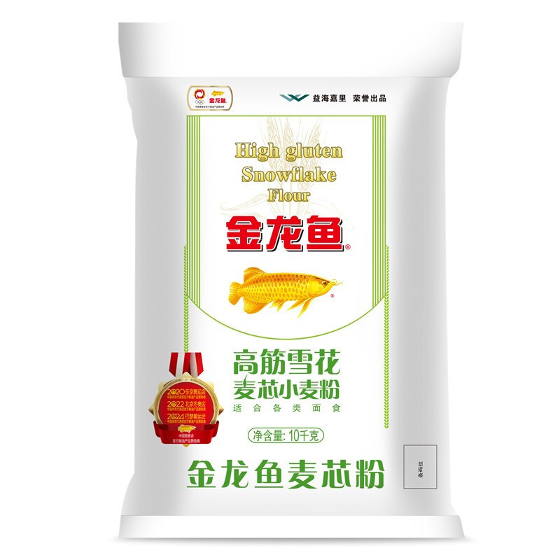 金龙鱼 高筋雪花 麦芯小麦粉 10kg 39.68元