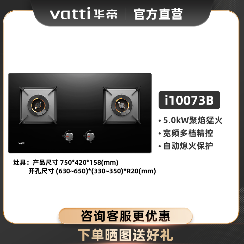 VATTI 华帝 燃气灶i10073B燃气灶煤气灶双灶家用嵌入式天然气液化灶具 1100元（