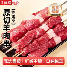 牛鲜尊 原味羊肉串 源头直发阳信牛肉羔羊肉纯肉无添加烤肉烤 50串 ￥44.8