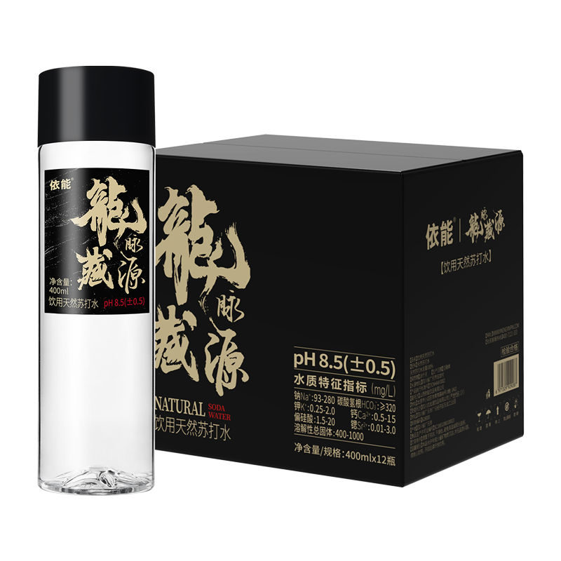 依能 天然苏打水 无糖 400ml*12瓶 ×2件 69.8元包邮（需领券，合34.9元/件）