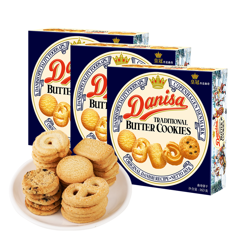 PLUS会员：皇冠（danisa）丹麦曲奇饼干163g*3盒装 印尼进口 49.4元（合24.7元/件