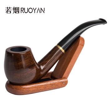 Ruoyan 若烟 烟斗黑檀实木 木纹色光面加金属圈（送配件） RY1002 109元