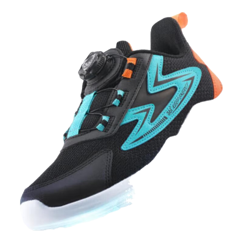 361° 儿童运动鞋男童跑步鞋夏季女童中大童旋钮扣轻便大网面 碳黑/时光绿