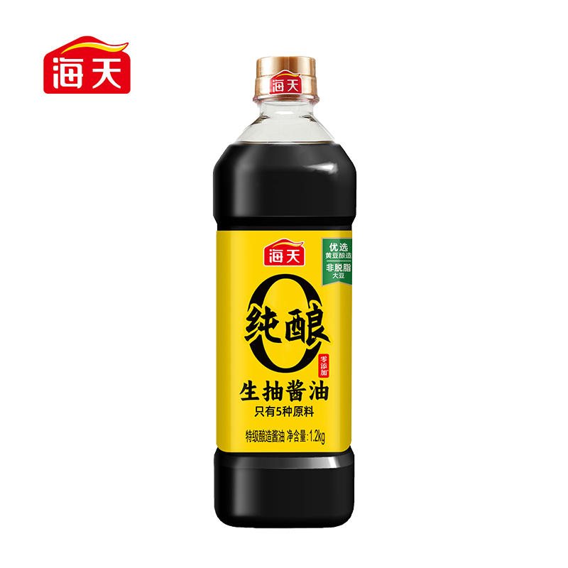 海天 酱油0添加纯酿生抽 1.2kg 6.9元