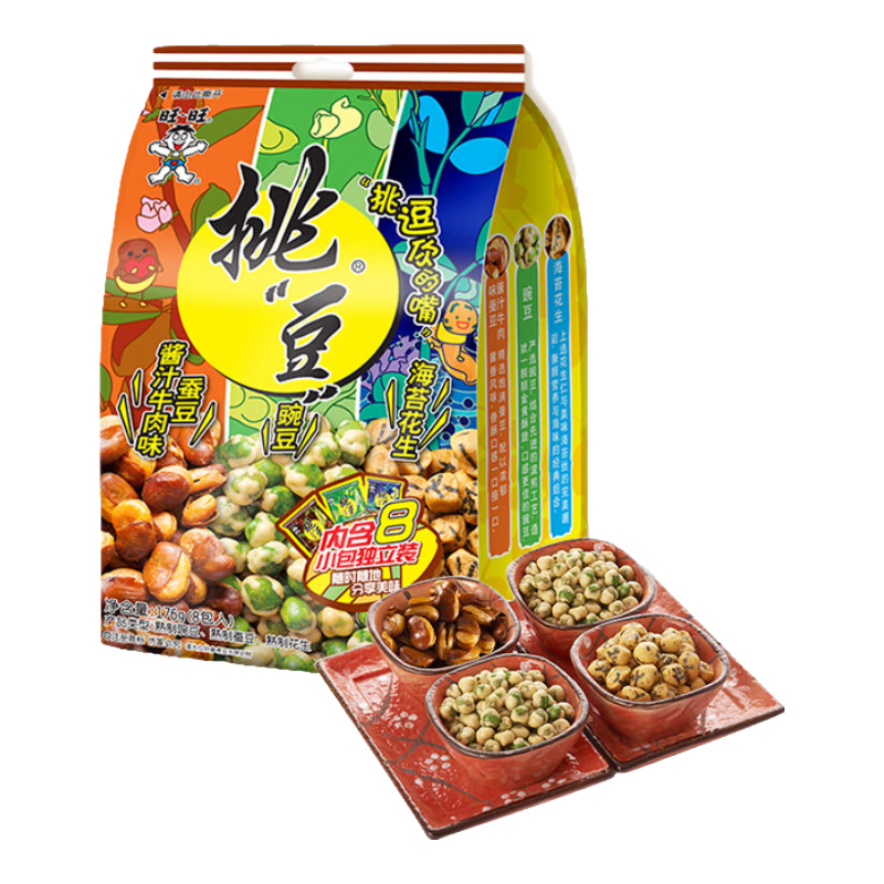 PLUS会员、概率劵：旺旺 挑豆 花生+豌豆+蚕豆 176g 7.25元