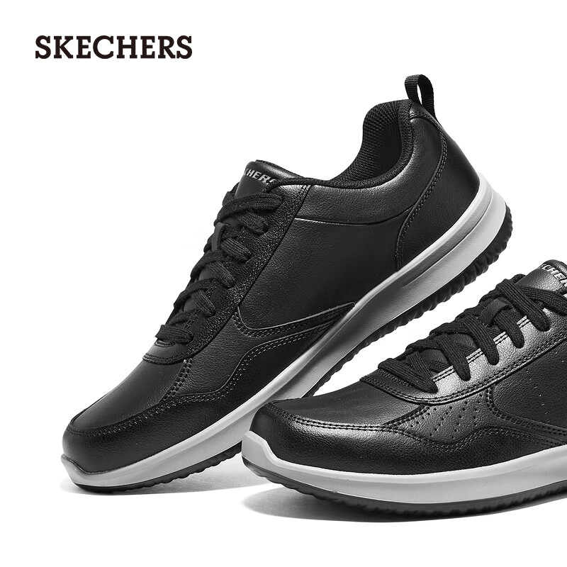 斯凯奇 男子休闲皮鞋商务鞋通勤鞋德比鞋软底上班板鞋 210835 179元