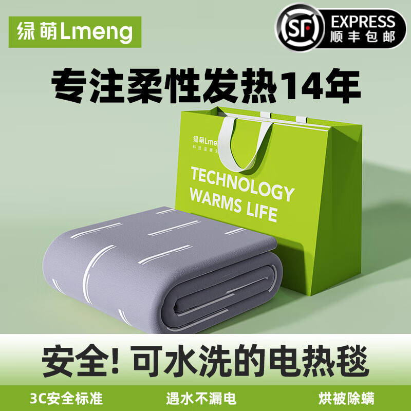 LMENG 绿萌电热毯双人1.8x2米2024新款双温双控电褥子地暖垫单人加热 180*120cm 