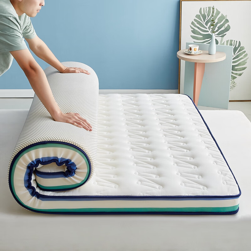 PLUS会员：居格格 乳胶床垫软垫 蓝绿白 90*200cm-5cm 89元（双重优惠）