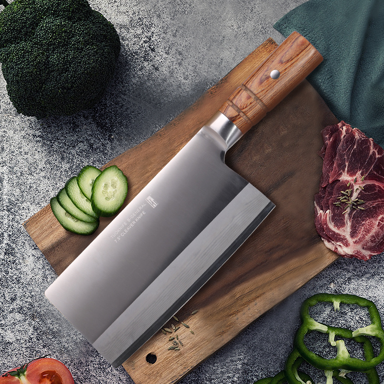 拓 黑将大菜刀67层大马士革钢中式厨房切肉厨师专用刀家用主厨切片刀 黑将