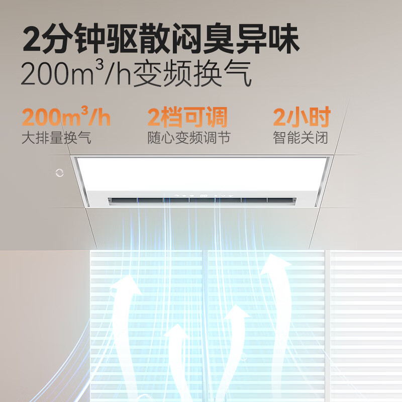 京东京造 白玉浴霸石墨烯卫生间除菌暖风照明排气一体双电机集成浴室 394.4