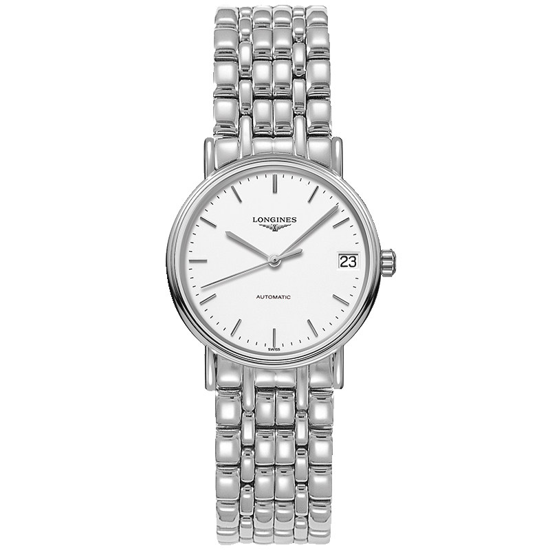 LONGINES 经典系列 时尚系列 L43224126 女士机械手表 30mm 白盘 银色精钢表带 圆