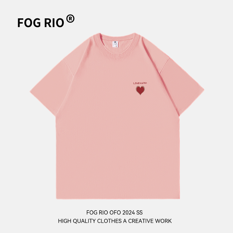 FOG RIO 重磅原创设计新款2024潮牌纯棉重磅情侣短袖T恤男女纯棉t 19.9元（需买