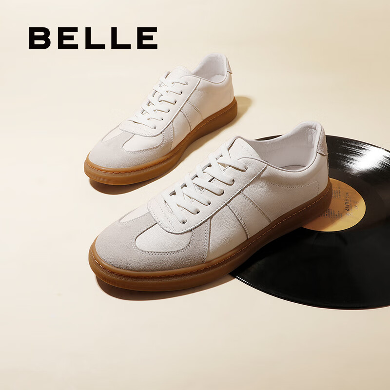 BeLLE 百丽 男士低帮板鞋 52022CM0 白色 40 129.99元