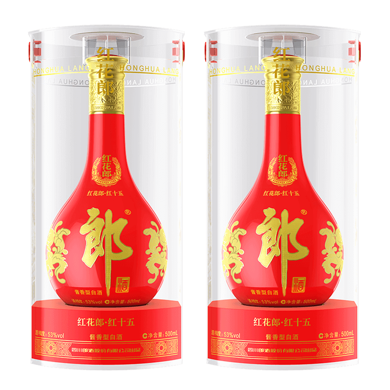 再降价、京东百亿补贴：郎酒 红花郎15 酱香型白酒 53度 500ml*2瓶 返后870.9元