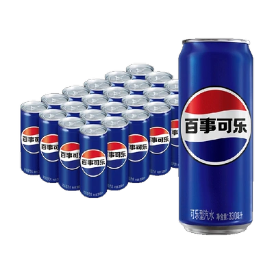 88vip：百事可乐原味汽水碳酸饮料细长罐330ml*24罐整箱（包装随机） 38.85元包