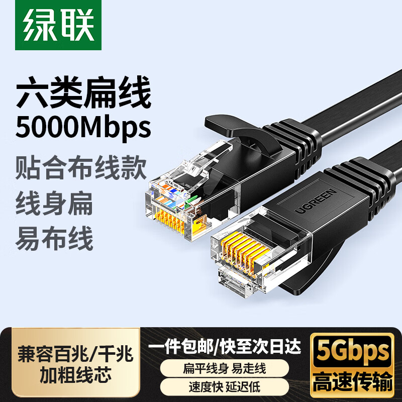 绿联 六类网线CAT6黑色 2米 3.9元 - 86线报