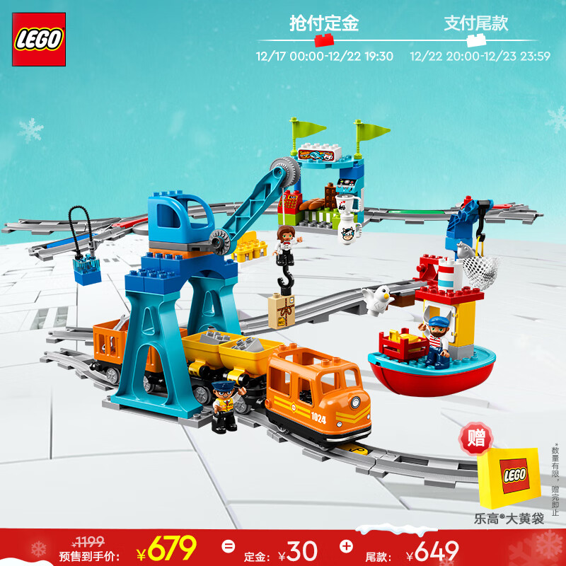 LEGO 乐高 得宝 10875 智能货运火车 拼插积木（颗粒数约105块） 645.05元