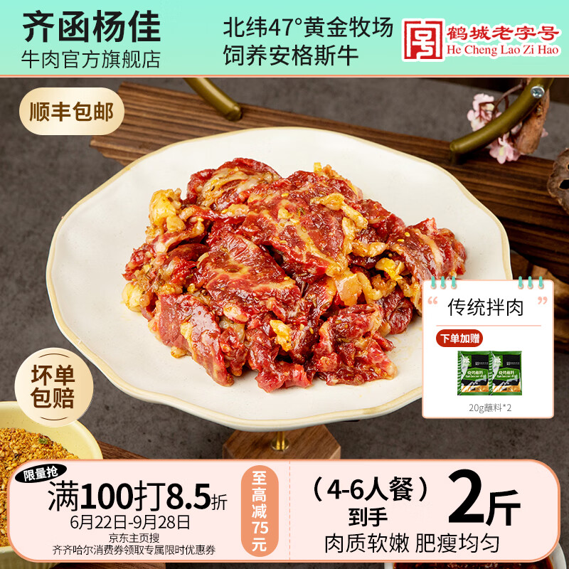 齐函杨佳 齐齐哈尔东北烤肉传统拌肉烧烤食材 安格斯牛肉 家庭组合装 4-6人