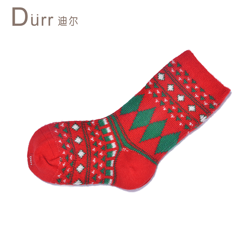 Durr 迪尔 儿童新年袜子机能袜婴儿袜男女童棉袜宝宝炫彩袜 15.8元