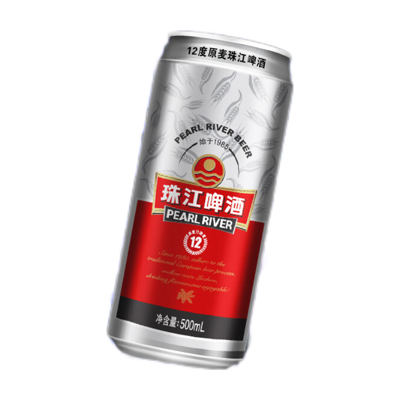 PLUS会员、京东百亿补贴：珠江啤酒（PEARL RIVER）12度 珠江原麦啤酒 500mL 12罐 