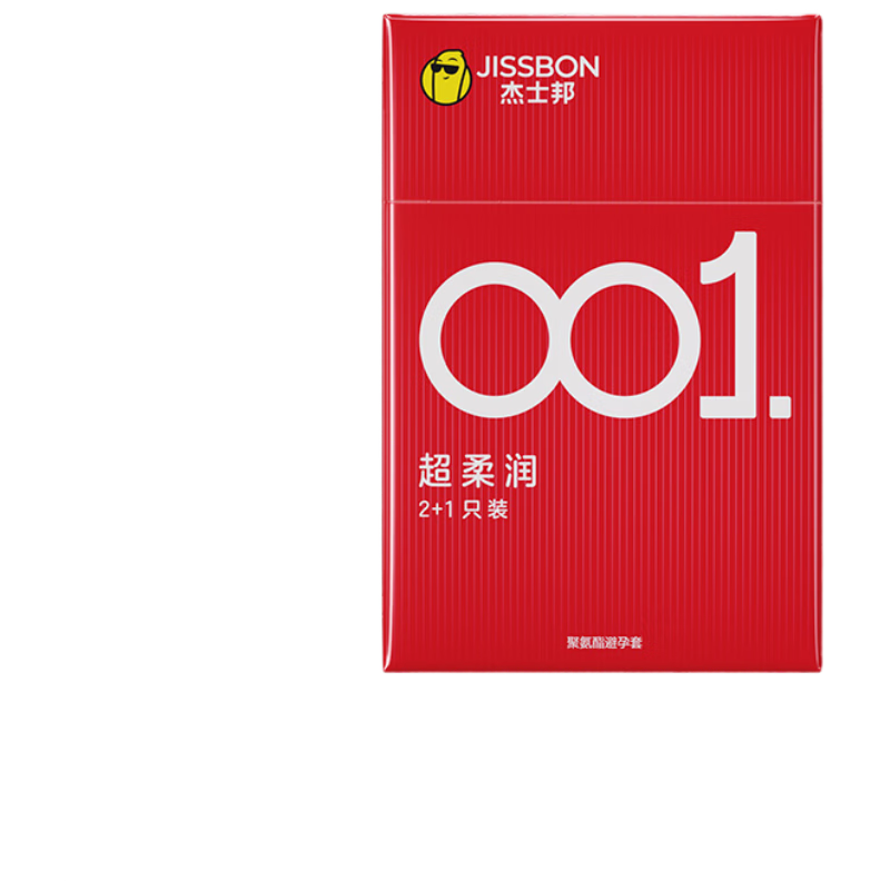 杰士邦 避孕套超薄0.01隐形裸入001 安全套 3只 19.90元包邮（需试用）